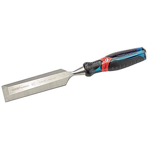 Image of Draper 24411 Expert Bevel Edge Wood Chisel, Soft Grip with 'Pound Thru' End Cap, 38mm, 34.5cm x 4.8cm x 3.1cm, Blue