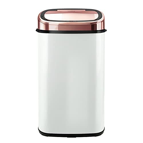 Image of Tower T80904RW Kitchen Bin with Sensor Lid, Automatic Soft-Close, Manual Override, 58 Litre, White and Rose Gold