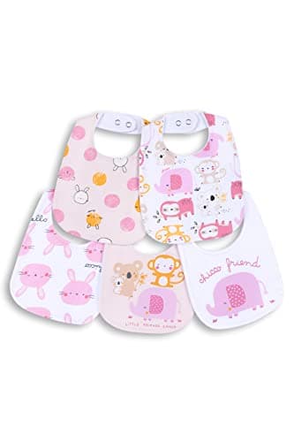 Image of Chicco Set of 5 Mechanical Bibs, Pink, One Size Unisex Baby, pink, One Size