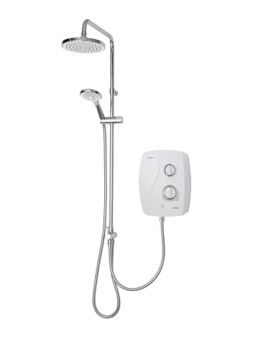 Image of Triton Showers | AS2000SR DuElec | Power Shower | White | Rainfall Shower Head | Thermostatic Shower | Power Shower Head | Quiet Pump | Dual Shower Heads