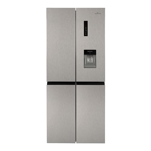 Image of Willow WSBES4MDX 415L Freestanding American Style Fridge Freezer with Total No Frost, 4 Doors, Adjustable Thermostat, Water Dispenser, Mark-Proof Finish - Stainless Steel