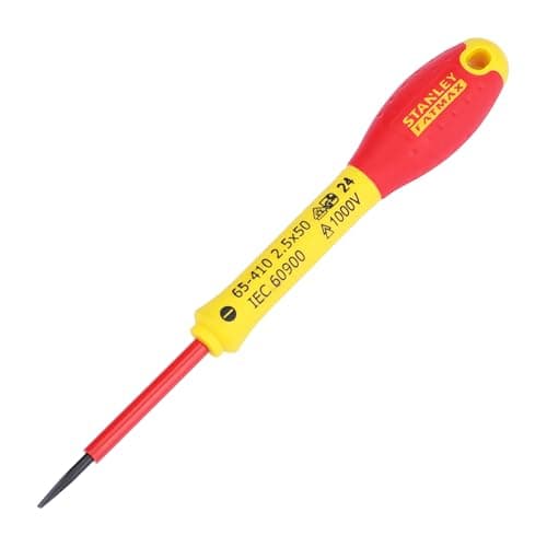 Image of Stanley 0-65-410 Fat Max Screwdriver Insulated Slotted 2.5X50Mm-Red And Yellow