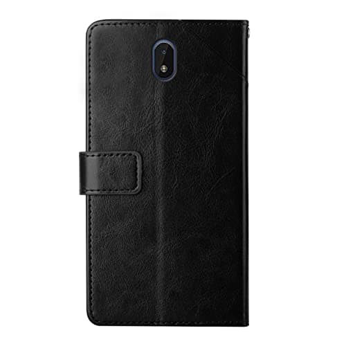 Image of Rfvzubemok Compatible with Nokia C01 Plus 4G Cover,Compatible with Nokia C1 2nd Edition 4G PU Leather Card slot Magnetic Closure Flip Kickstand Black