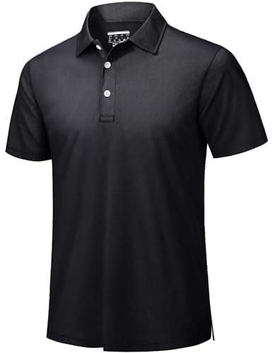 Image of TACVASEN Golf Polo Shirts for Men Short Sleeve Work Shirts Quick Dry Summer Outdoor Polo Top Polyester Black,M