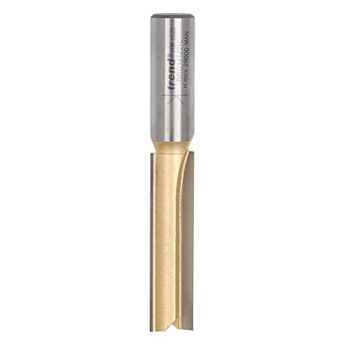 Image of Trend Straight Two Flute Worktop Router Cutter, 1/2 Inch Shank, 12.7mm Cut Diameter & 50.8mm Cut Length, Tungsten Carbide Tipped, BR01X1/2TC