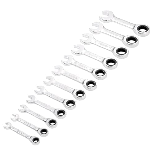 Image of Draper 27931 HI-TORQ Metric Stubby Ratchet Combination Spanner Set (12 Piece)