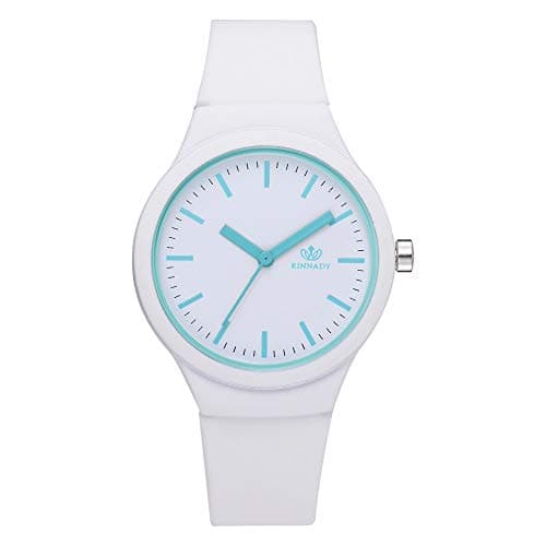 Image of Watches Strap Solid Women Ladies Casual Wristwatch Silicon Clock Pattern Fashion Women's Watch Swatches for Women (White, One Size)