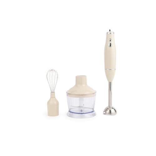 Image of Salter Retro 3-in-1 Blender Set – 600W Powerful Motor, 2 Speed Settings, Stainless Steel Whisk & Blades, 500ml Food Chopper Bowl, Multifunctional Hand Blender for Whisking, Blending & Chopping, Cream