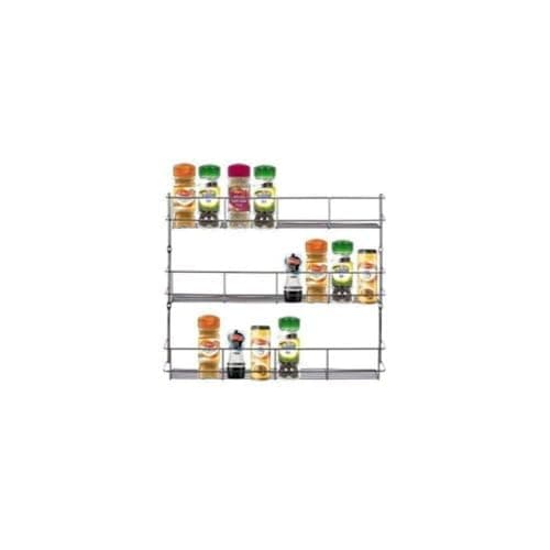 Image of Neo Chrome Steel Shelves Tier Spice Rack Jar Holder for Wall or Kitchen Cupboard Cabinet Storage Organiser (3 Tier)