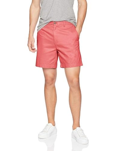 Image of Amazon Essentials Men's Slim-Fit 7" (18cm) Chino Shorts, Raspberry Red, 32W