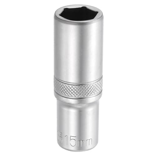 Image of sourcing map 6 Points Deep Socket 3/8" Drive 15mm Deep Metric CR-V Steel Polished Nickel Plating Impact Sockets 64mm / 2.5" Long Flip Sleeve Tool for Home Auto Nuts Bolts Repair