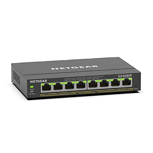 Image of NETGEAR 8 Port Gigabit Ethernet Smart Managed Plus PoE Switch (GS308EP) - with 8 x PoE+ @ 62W, Desktop/Wall Mount
