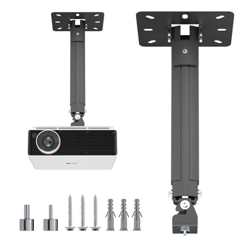 Image of suptek Universal Ceiling Wall Projector Mount with 533mm Extendable Pole & Thread Adapters for Most Projectors up to 13.6kg Black