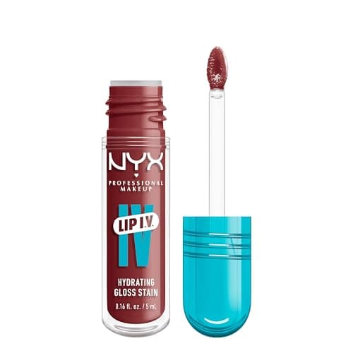 Image of NYX Professional Makeup Lip Gloss and Lip Stain, Lip IV Hydrating Gloss Stain, Up to 12 Hour Hydration, High Pigment, Wet Shine Finish, Shade: Drippin' In Rose