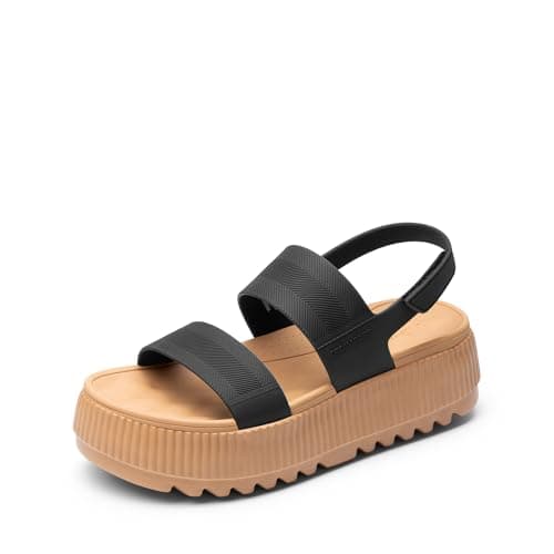 Image of DREAM PAIRS Women's Platform Water Sandals Adjustable Lightweight Waterproof Summer Beach Wedge Chunky Sandals,Size 6,Black,SDWS26002W