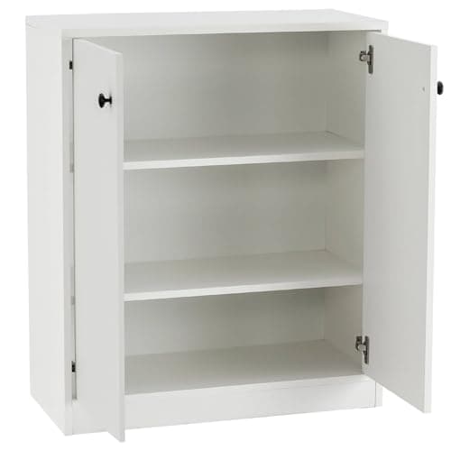 Image of GiantexUK Kitchen Storage Cabinet, Wooden Buffet Sideboard with Doors, Drawers, Shelves & Anti-Tipping Device, Freestanding Display Cupboard for Dining Living Room (2 Doors, White)