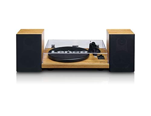 Image of Lenco LS500WD Stereo Turntable with Speakers - Bluetooth - Belt Drive - 280mm Metal Tray - Preamp & Amplifier - Audio Technica Cartridge - Black Wood