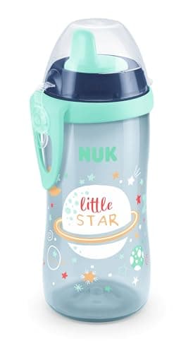 Image of NUK Kiddy Cup Night Toddler Cup | 12+ Months | 300 ml | Leak-Proof Toughened Spout | Glow in the Dark | Clip & Protective Cap | BPA-Free | Blue