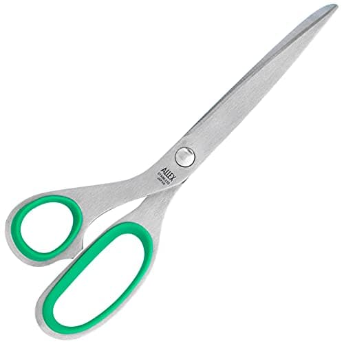 Image of ALLEX Left Handed Scissors Adult Large 8 Inch, All Purpose Heavy Duty Japanese Stainless Steel Shears for Office, Utility Lefty Office Scissors (S-200L) Silver and Green, Made in Japan