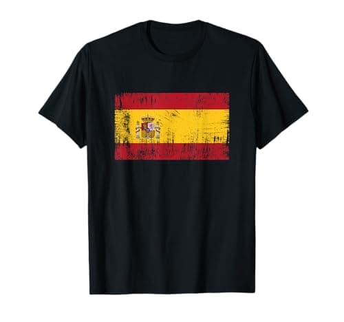 Image of Vintage Spanish Banner Fan Spain Flag Retro T-Shirt