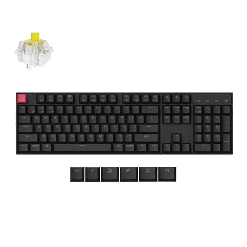 Image of Keychron K10 QMK Wireless Mechanical Gaming Keyboard, Full Size Hot-swappable Super Switch, RGB LED Backlight Rechargeable USB-C Wired Bluetooth Professional Office Keyboard (Banana Switch)