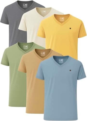 Image of JRC Just Royal Clothing Mens V-Neck Short Sleeve T-Shirts, Casual Vee Neck Tops, Pack of 6 (Hot-6, XXL)