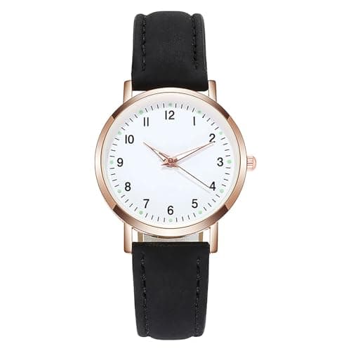 Image of Women's Wrist Watches - Classic Watch with Luminouse Easy Read Dial, Leather Watch Band - Vintage Small Face Round Watches for Women, Birthday Gift for Ladies