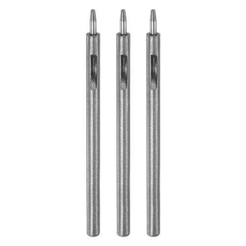 Image of sourcing map 3pcs Leather Hole Punch 1.5mm Straight Round Punch Grommet Snap Rivet Setter for Leather Craft Clothing Handbag Fabric Curtain