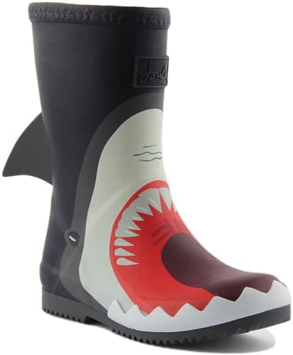 Image of Joules Boy's Jnr Roll Up Rain Boot, Navy Shark, 9 UK Child