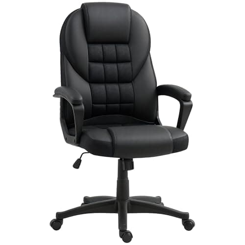 Image of HOMCOM Executive Office Chair, PU Leather High Back Desk Chair, Swivel Computer Chair with Adjustable Height and Tilt Function, Black