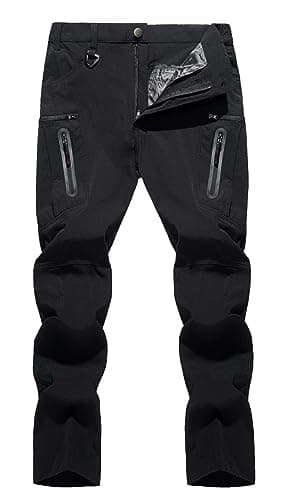 Image of TACVASEN Hiking Trousers Men Waterproof Lightweight Trousers Fishing Walking Cargo Pants with Zip Pockets Black,32