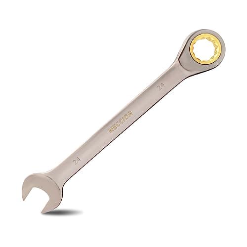 Image of Meccion Fixed Head Ratchet Spanner 24mm Professional Chrome Vanadium Steel Forged Combination Wrench - Black Nickle Plated