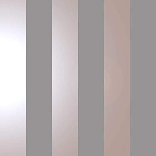 Image of Bold Stripe Grey Rose Gold Metallic Shimmer Wallpaper Feature Holden Decor