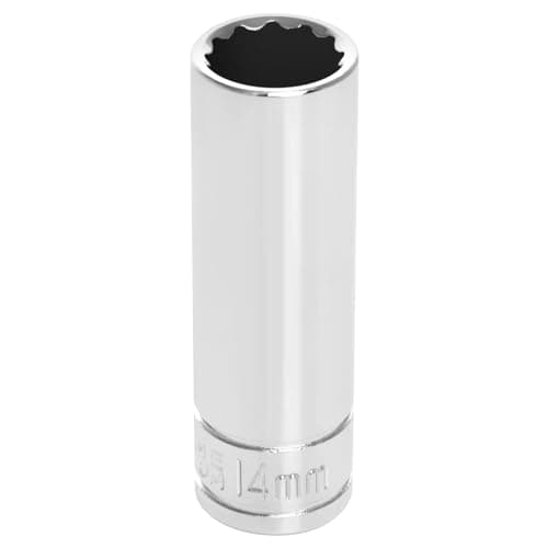 Image of Performance Tool W38714 Chrome Vanadium Steel Socket Set with Recessed Edges and Polished Finish for Corrosion Resistance, 13-Piece