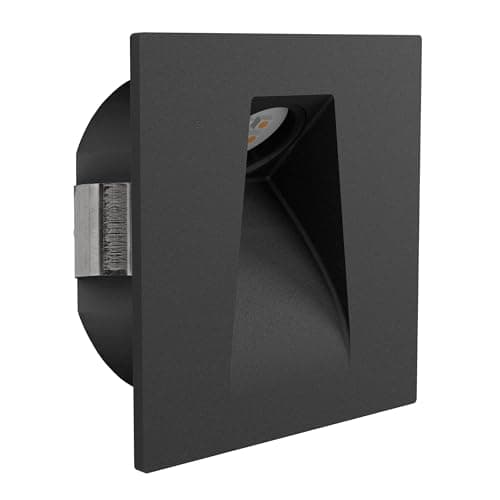Image of Eglo Recessed spot Light Mecinos, LED Spotlight for Stairs, Black Metal wall lamp, Warm White Lighting, 3.1 inches