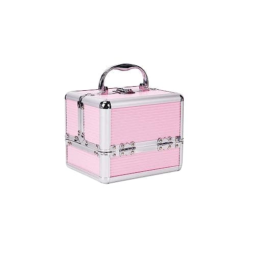 Image of GREENSAPPIRE Lockable Makeup Organizer Box, Large Capacity Cosmetic Case for Beauty Products, Jewelry & Skincare Storage, Portable Vanity Storage Box (Pink)