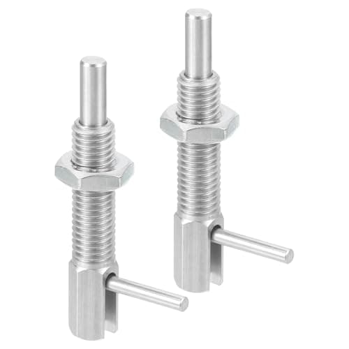 Image of sourcing map 2 Pcs Retractable Indexing Plunger Pin, M10 l Spring Plunger Stainless Steel Spring Loaded Latch Telescopic Locking Pin with Nut for Machinery Shipbuilding