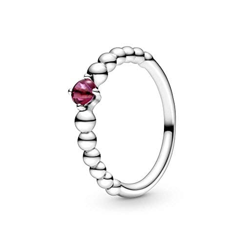 Image of Pandora 198867C02-52 Women's Solitaire Annual Ring 925 Sterling Silver with Ring Size 52 Red