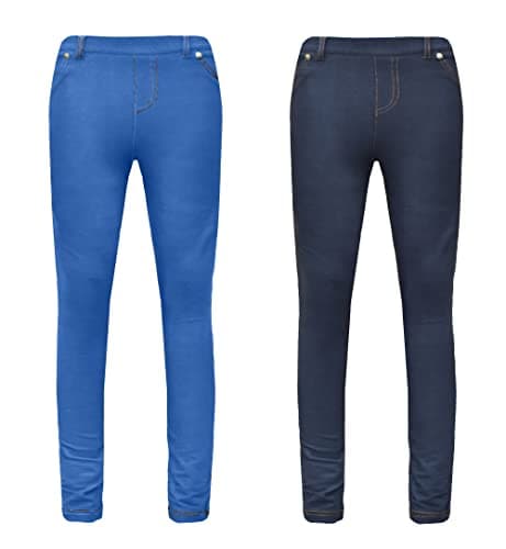 Image of GW CLASSY OUTFIT 2X Girls Kids Skinny FIT Jeans Jeggings Trousers Legging Denim Looks Pants Age 5-13 Years UK Size* (2X Denim Blue/Navy Jeggings, 9-10 Years)