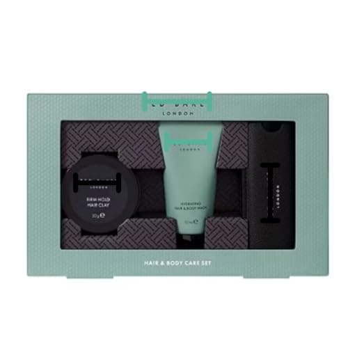 Image of Ted B. Men's Hair & Body Care Set, Firm Hold Hair Clay 30g, Hydrating Hair & Body Wash 50ml