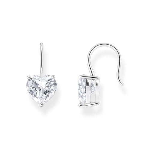 Image of Thomas Sabo H2288-051-14 925 Sterling Silver Pendant Earrings with White Zirconia Heart, One Size, Sterling Silver, Cubic Zirconia