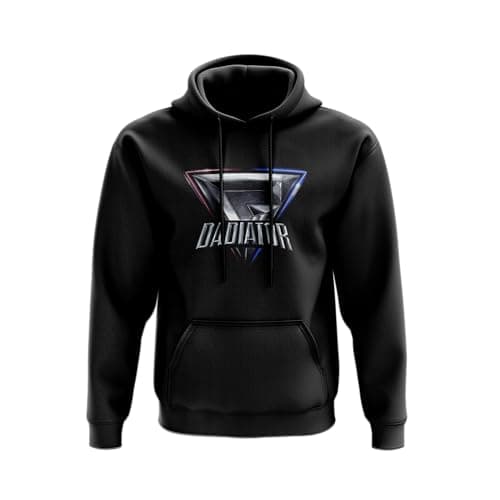 Image of SMARTYPANTS Dadiator Pullover Hoodie - Gladiator 90's TV Show Games Battle Father's Day Dad Daddy Father Gift for Him Present (2XL, Black)