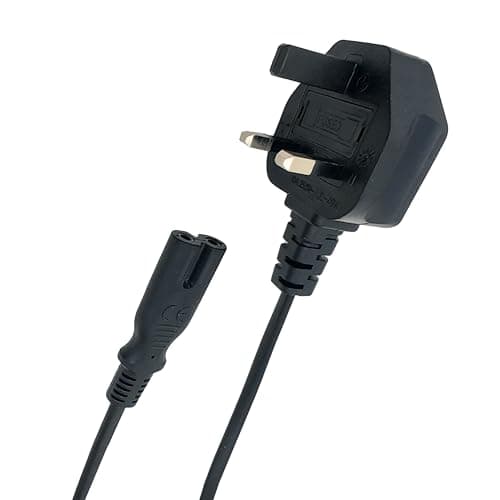 Image of UK 3-Pin Plug to IEC C7 Figure 8 Power Cable, 2 Meter, BS1363 Certified Plug with 10A Fuse, VDE Approved Cable, CE Certified Connector | Compatible with Printers, Game Consoles, Set-Top Boxes & More
