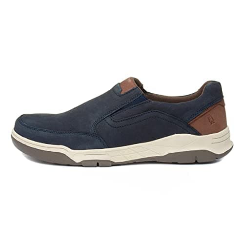 Image of Hush Puppies Men's Fletcher Sneaker, Navy Tan, 8 UK