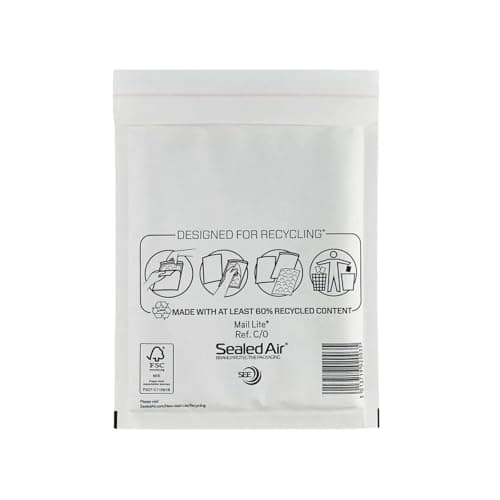 Image of Mail-Lite 100 Mail Lite - C/0 - JL0 - Padded Envelopes 150 x 210mm 1 Boxes of 100 - White
