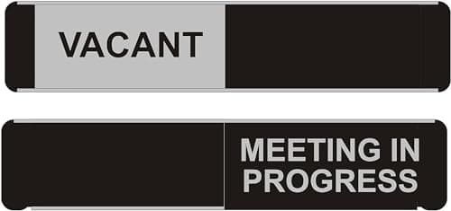 Image of SECO VACANT/MEETING IN PROGRESS Sliding Door Sign for Meeting Rooms - 255 x 52mm - Aluminium & PVC