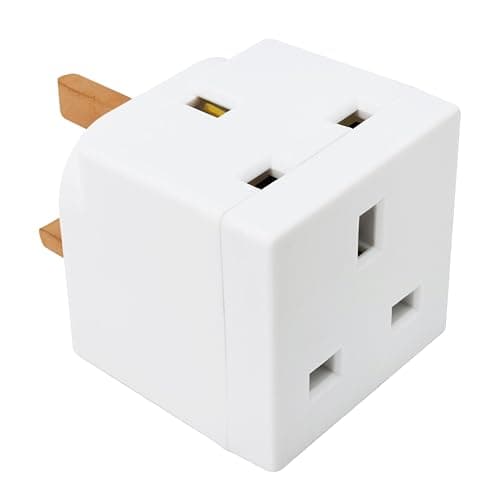 Image of Double Dragon 13A 2-Way 3-Pin Multi Plug Adapter | Converts 1 Plug into 2 | Cube Wall Socket Splitter for Multiple Connections | Child Safety Shutters, Fire-Retardant PP | UKCA & CE Certified