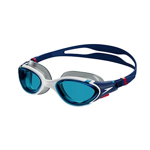 Image of Speedo Unisex Biofuse 2.0 SwiMing Goggles | Patented Easy Adjustment | Anti-fog | Anti-leak | Enhanced Fit | Improved Comfort, AMonite Blue/White/Red/Blue, One Size