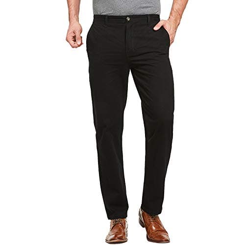 Image of JustSun Chino Trousers for Men Casual Chinos Regular Fit Smart Pants Work Trousers Black 32W32L