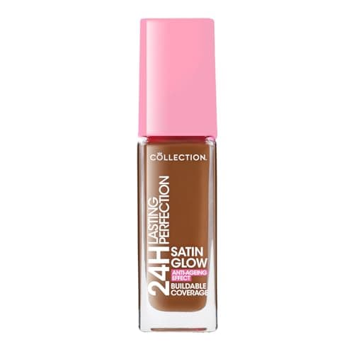 Image of Collection Cosmetics Lasting Perfection Satin Foundation, Full Coverage, Anti-Ageing Effect, 24 Hour Wear, Contains Hyaluronic Acid, 27ml, Chesnut Neutral
